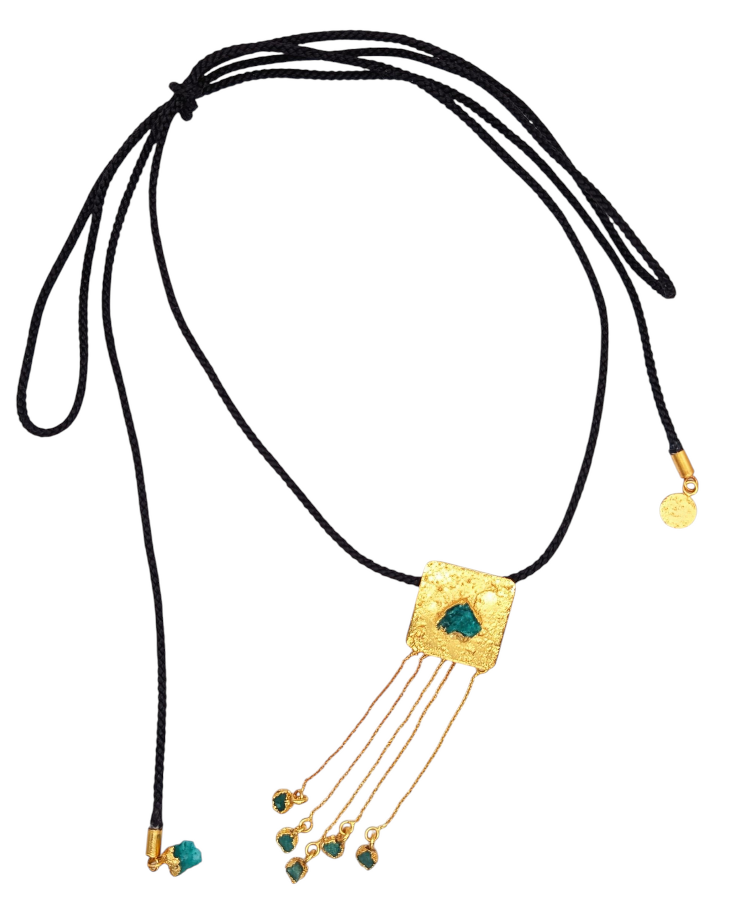 Alma Baila – Japanese Kumihimo Silk Cord Emerald Pendant Necklace