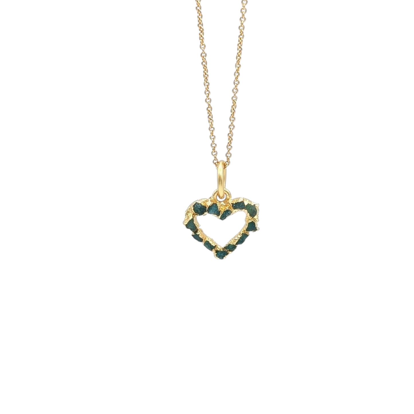 Gold Plated Necklace with Heart-Shaped Colombian Emerald Pendant