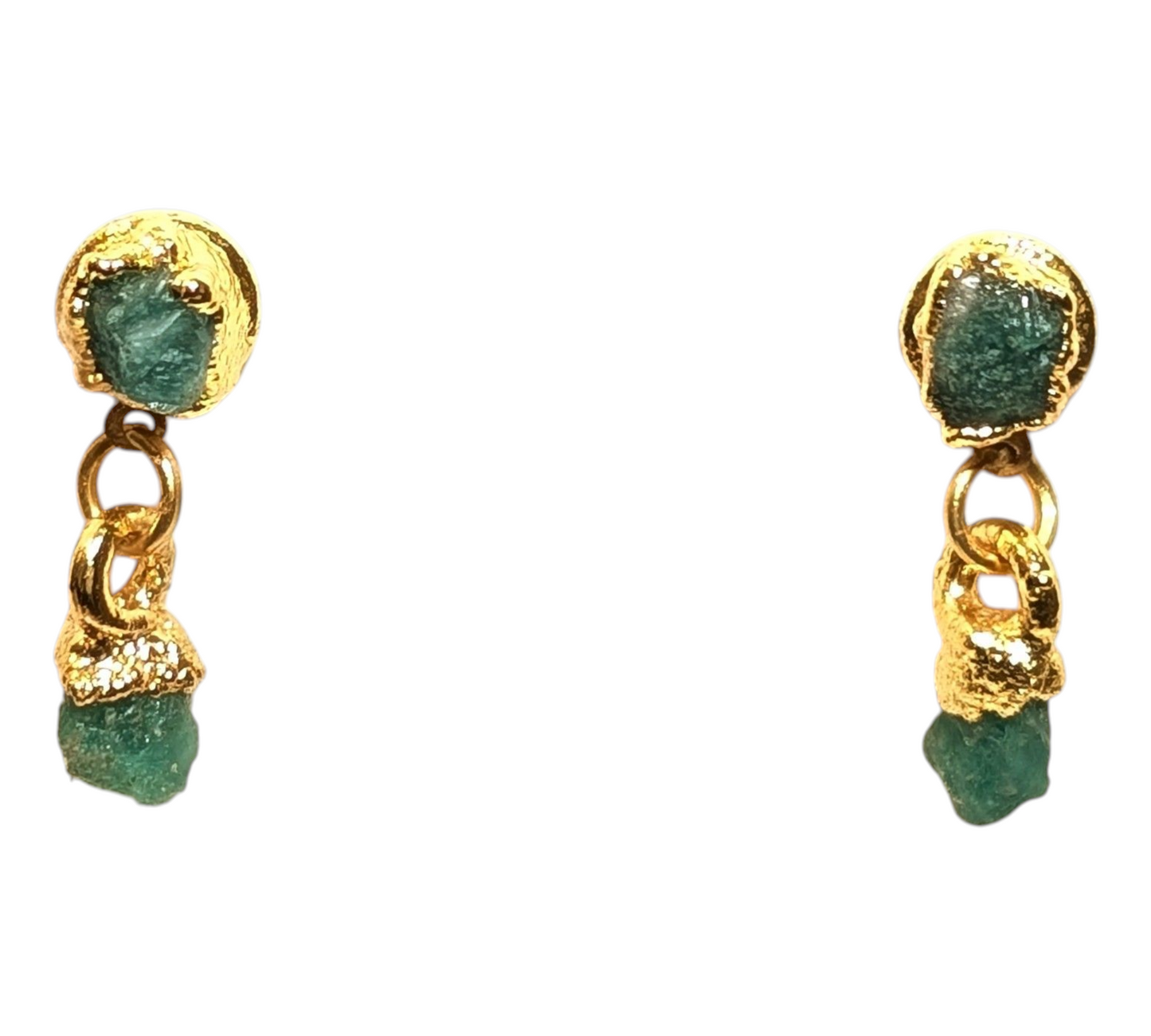 gold earrings with emeralds