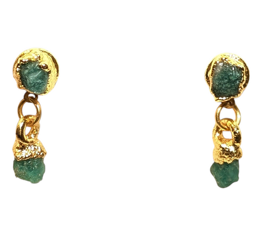 gold earrings with emeralds