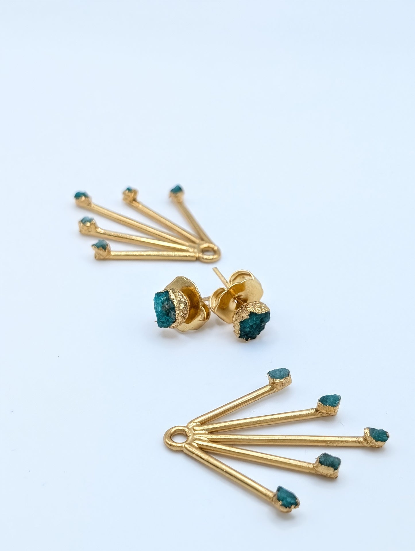 2 in one emerald  gold earrings
