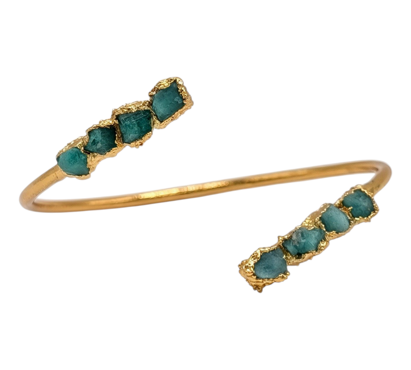 Gold bracelet open front emeralds