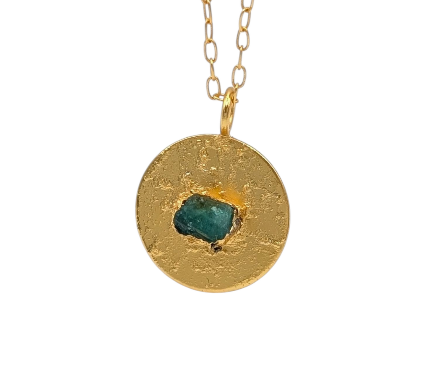 Alma Emerald Circle Pendant Necklace