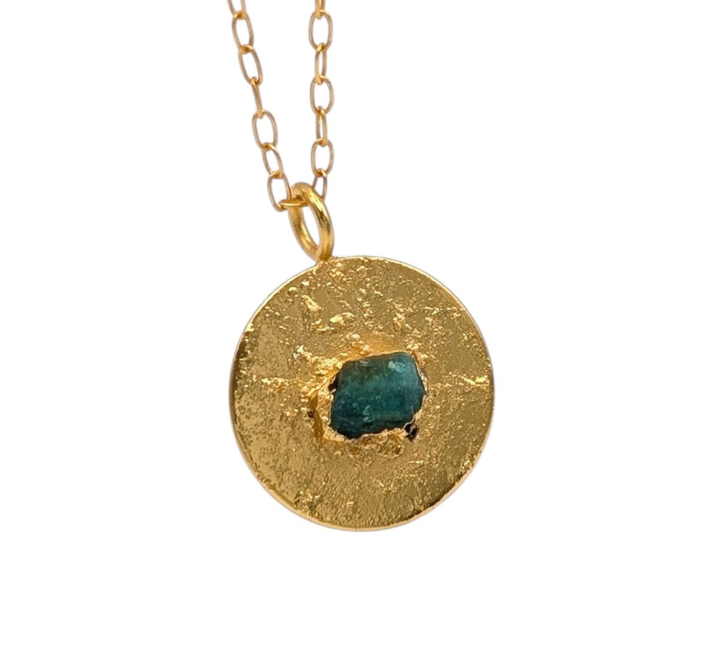 Alma Emerald Circle Pendant Necklace