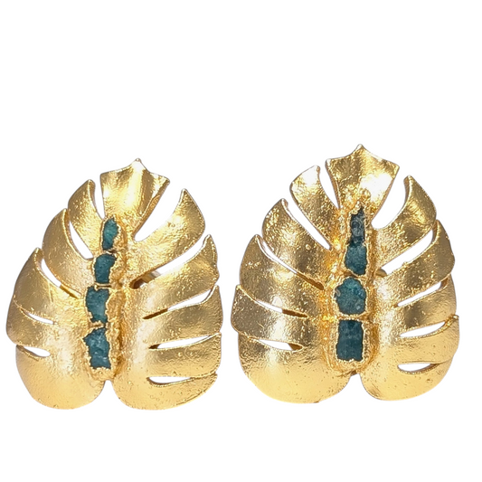 Monstera Emerald Earrings