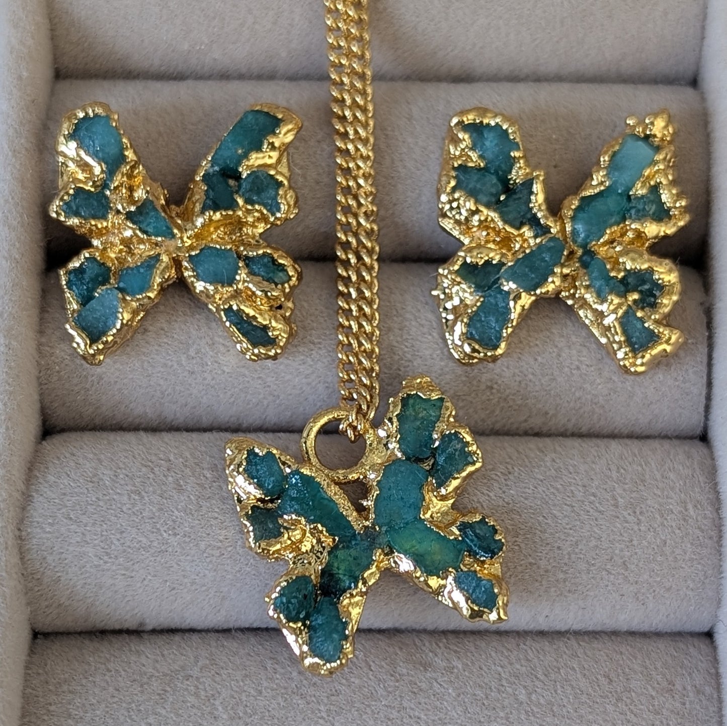 Butterfly Emerald Mosaic Earrings