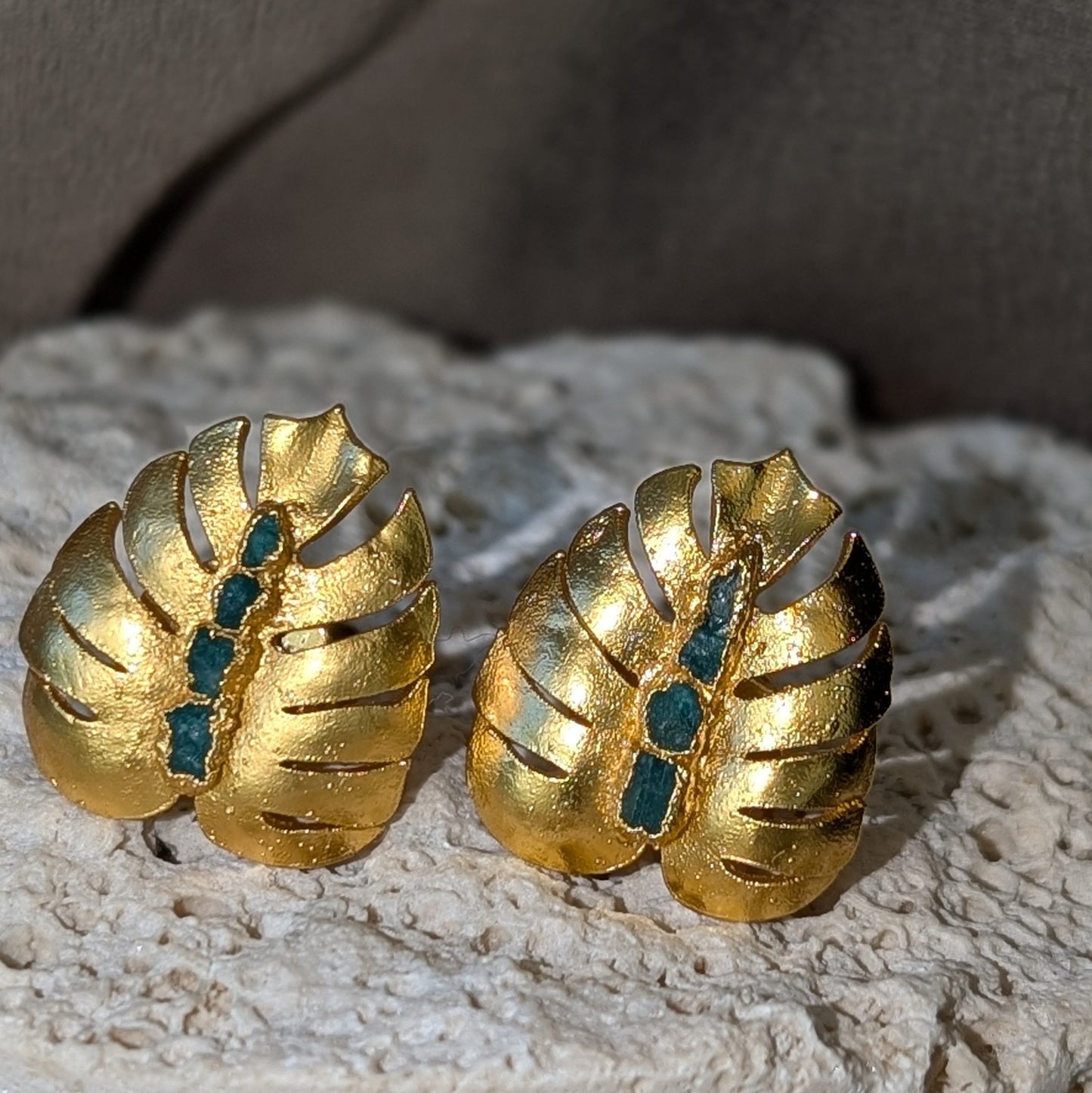 Monstera Emerald Earrings