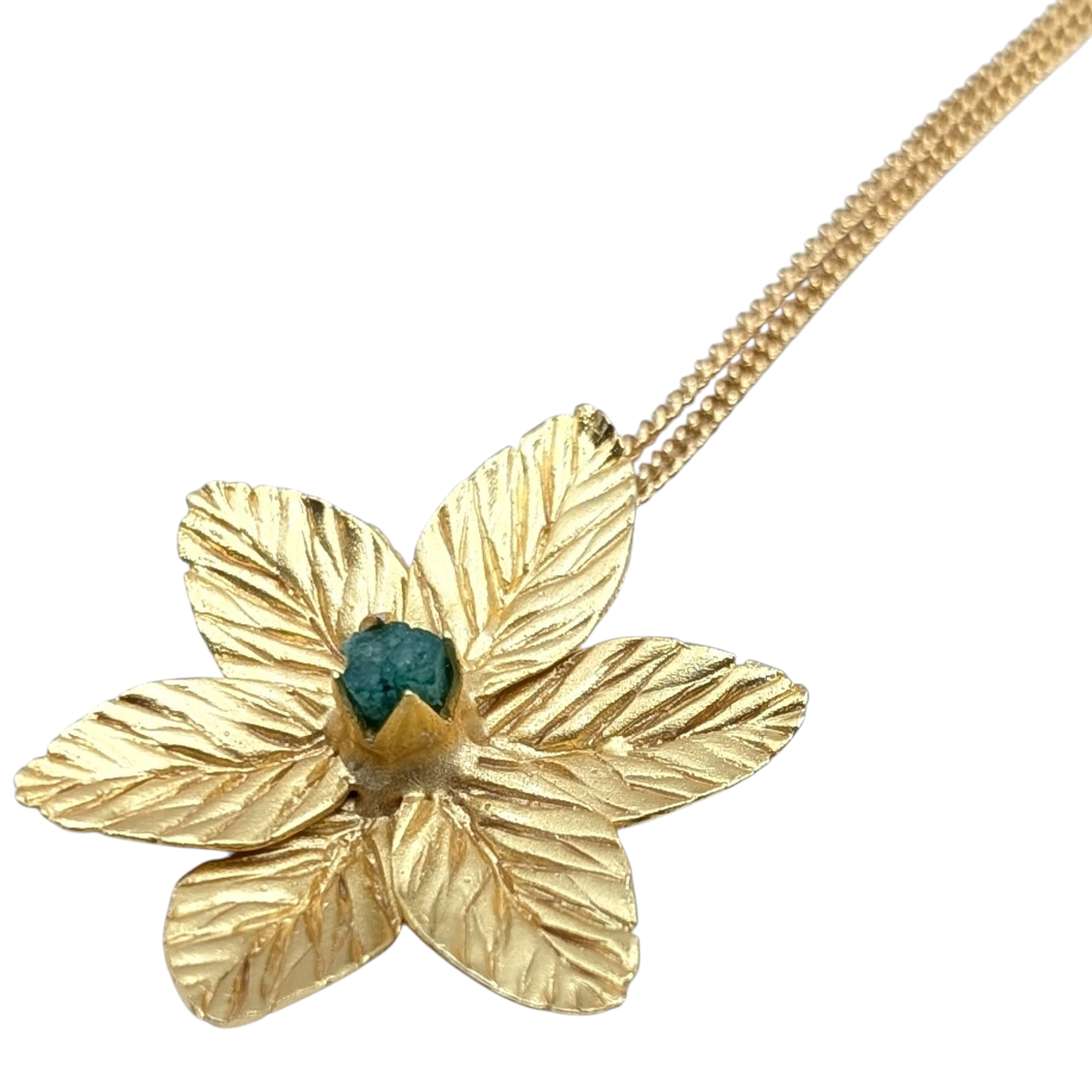 Muze Emerald Flower Pendant Necklace