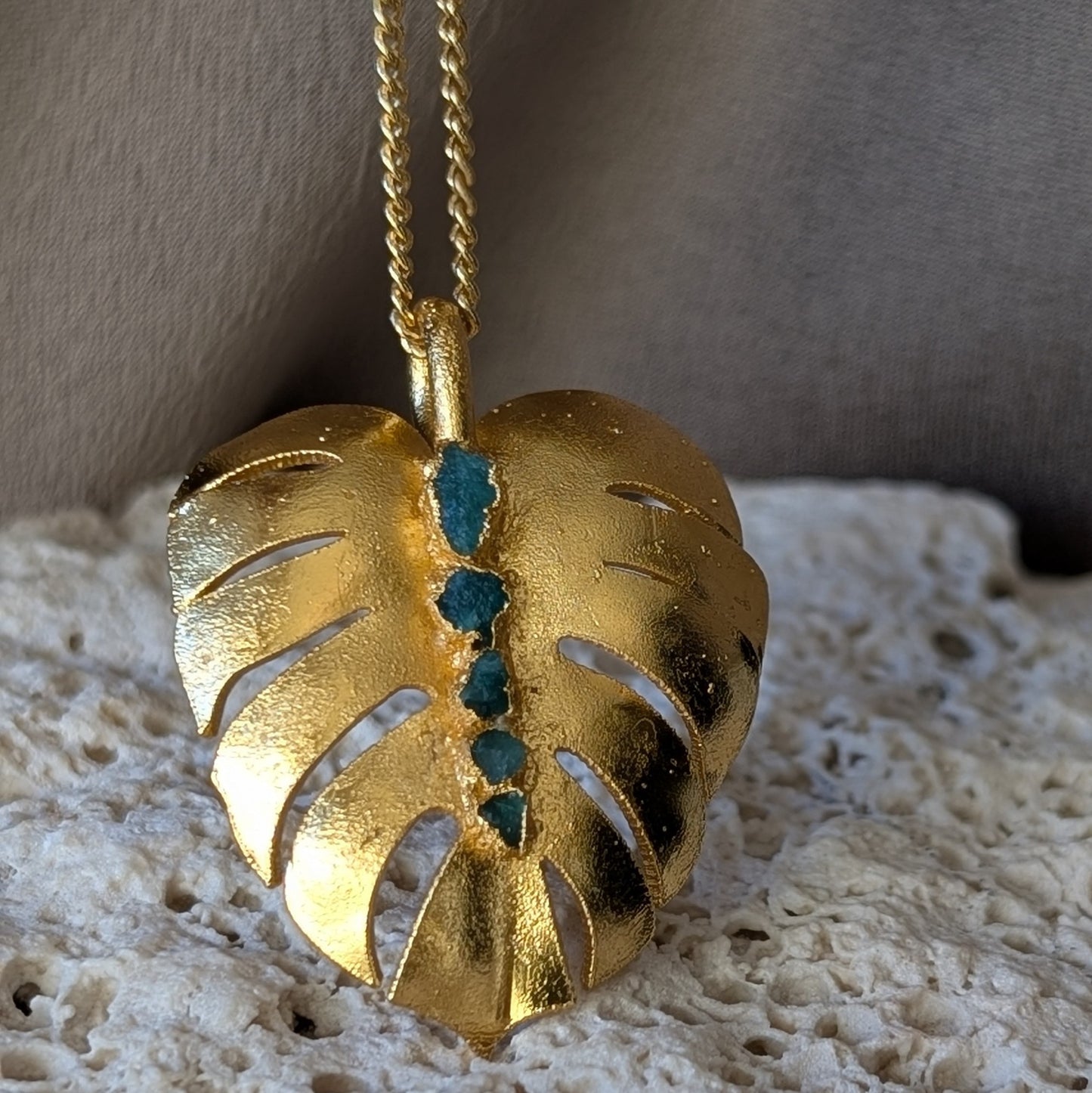 Monstera Emerald Necklace