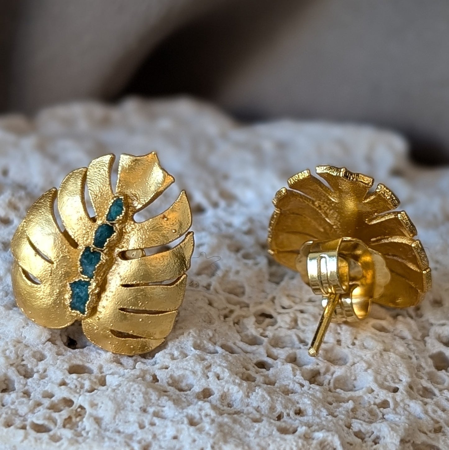 Monstera Emerald Earrings