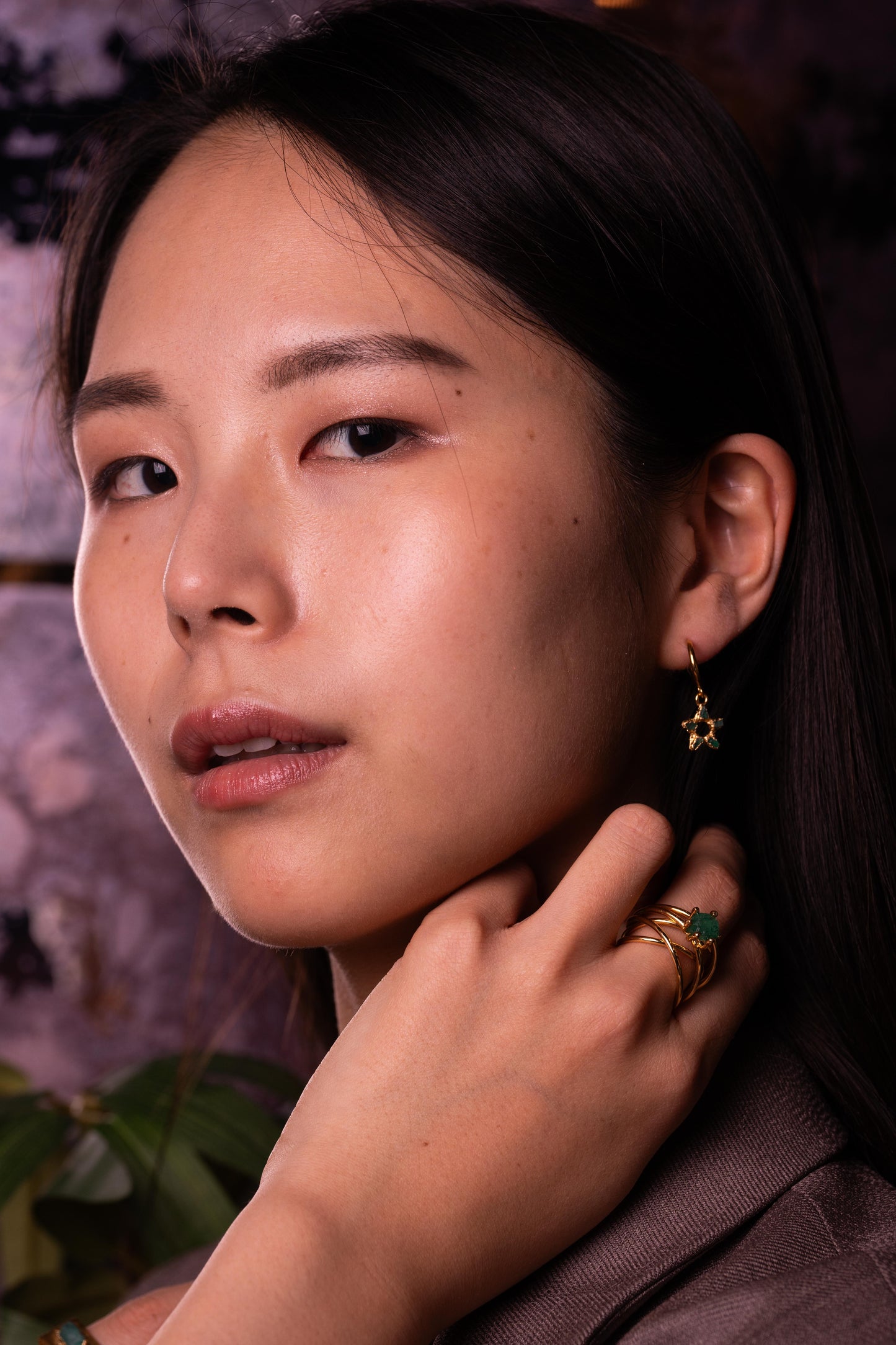 Emerald Star mini hoops