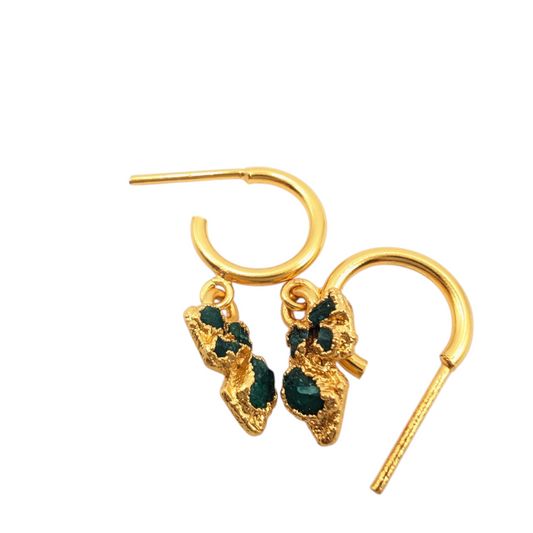 Butterfly Wing Earrings with Raw Colombian Emeralds