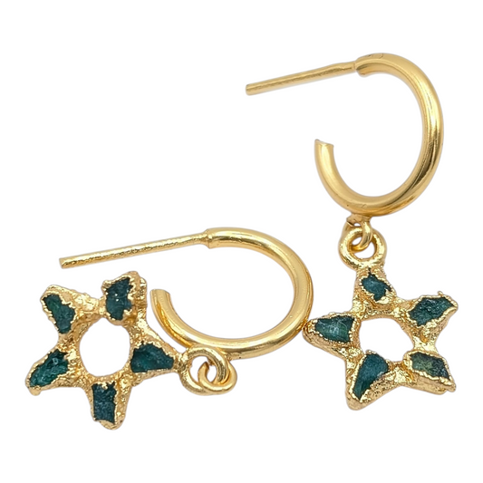 Emerald Star mini hoops
