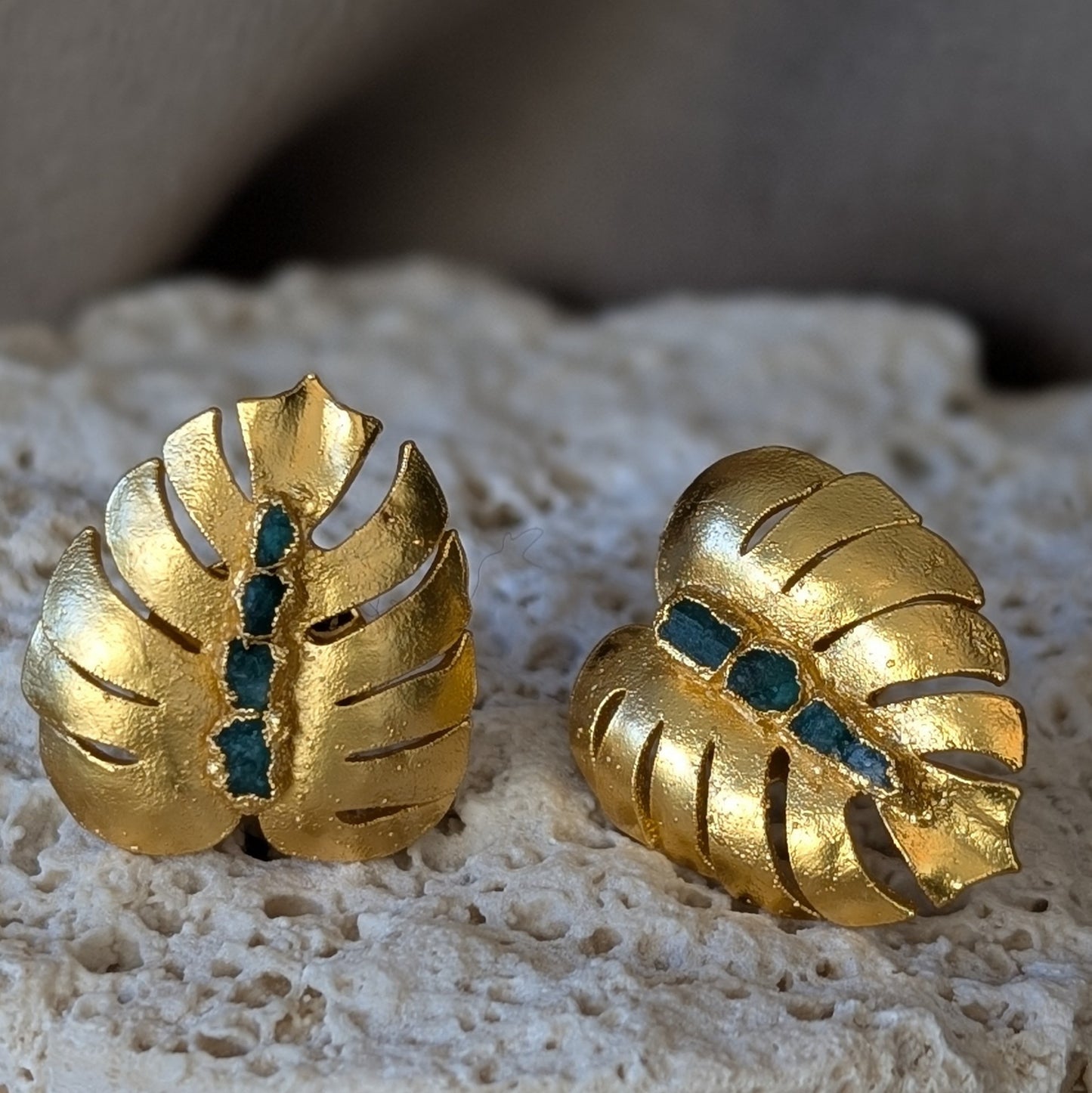 Monstera Emerald Earrings
