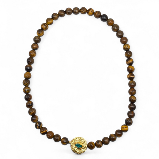 Alma Emerald and Tiger Eye Necklace