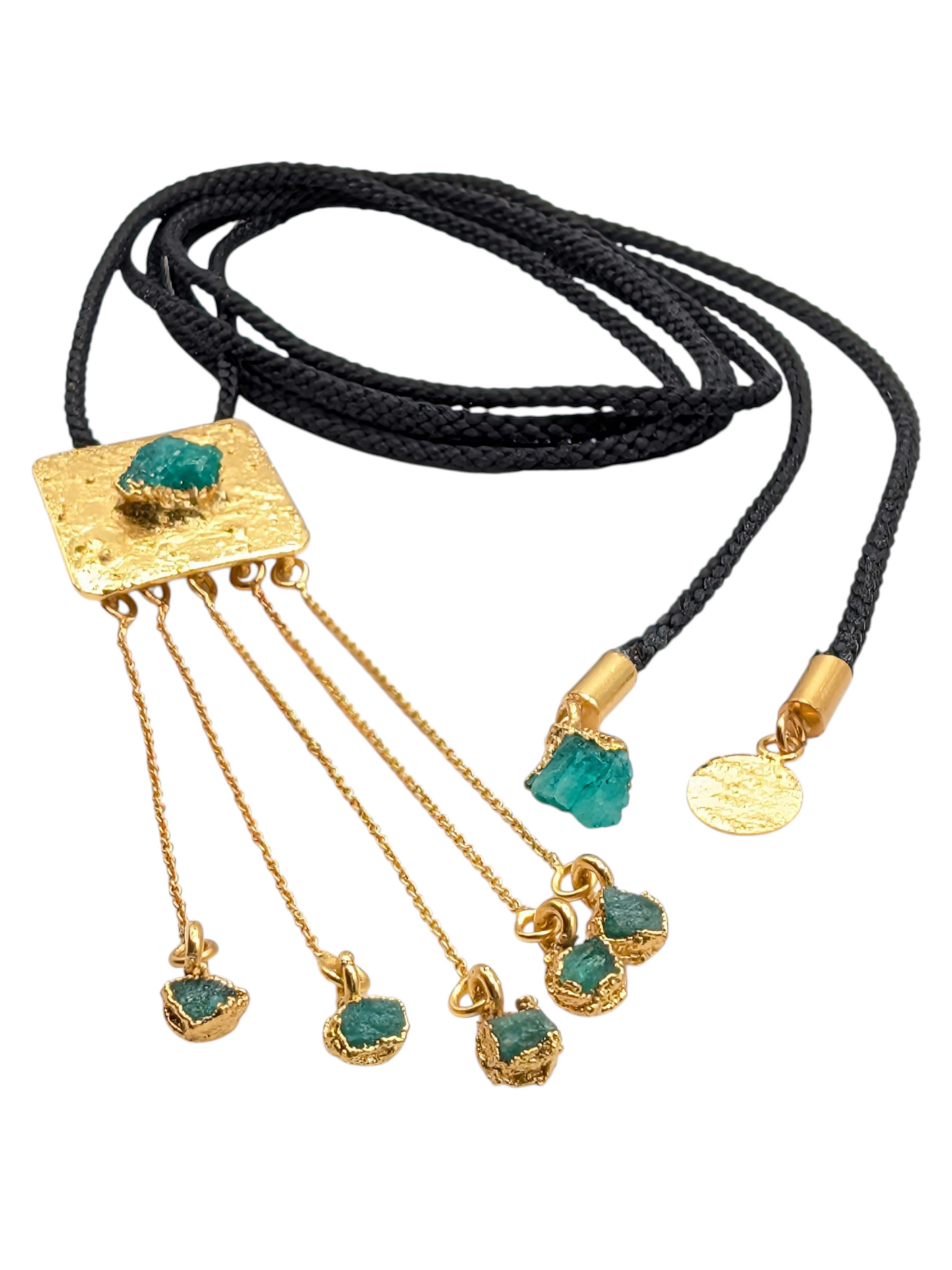Alma Baila – Japanese Kumihimo Silk Cord Emerald Pendant Necklace